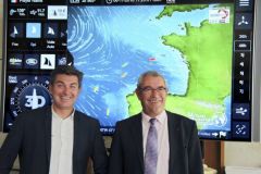 Philippe Guign, a sinistra, per il lancio di un Vende Globe virtuale